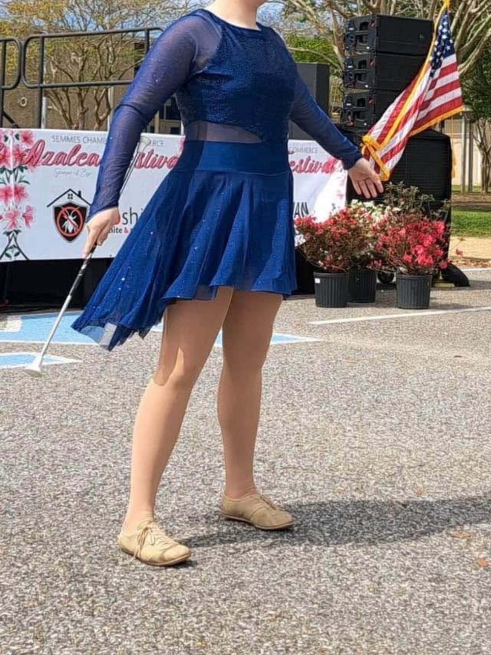 Asymmetrical Navy Blue Performance Skirt for Women